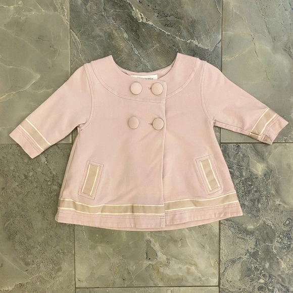 Nanny Pickle Pink Bamboo/Cotton Pea Coat & Matching Pant Set 3-6m - Picture 2 of 8